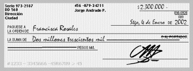 Cheque llenado mexico